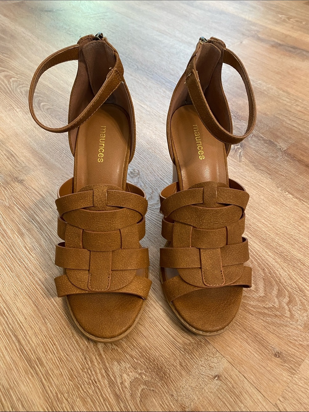 Maurices Tan Ankle-Strap Block Heel Sandals - Size 7.5